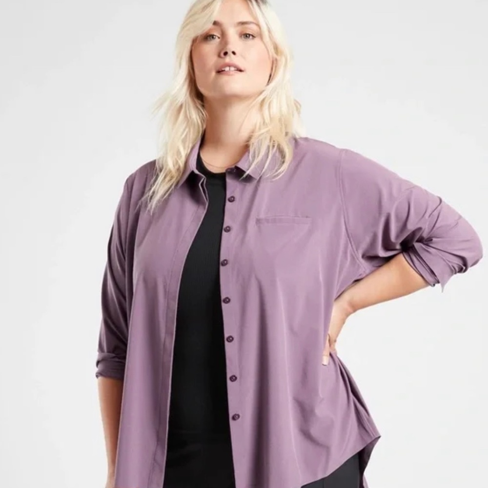 Athleta Urbanite Button Down Shirt Plus Size Gem